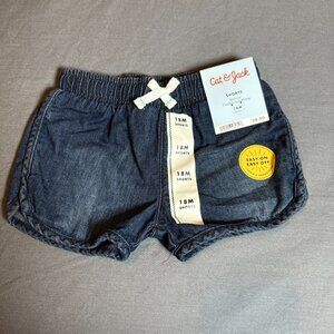 Cat & Jack/ Mid Rise Flexible Drawstring Shorts/ Dark Blue/Infant Girls/18 Month